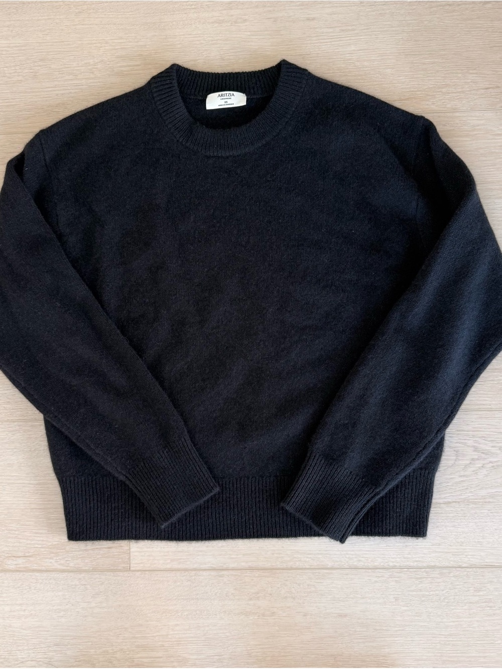 Aritzia Black Cashmere Relaxed Crew Sweater